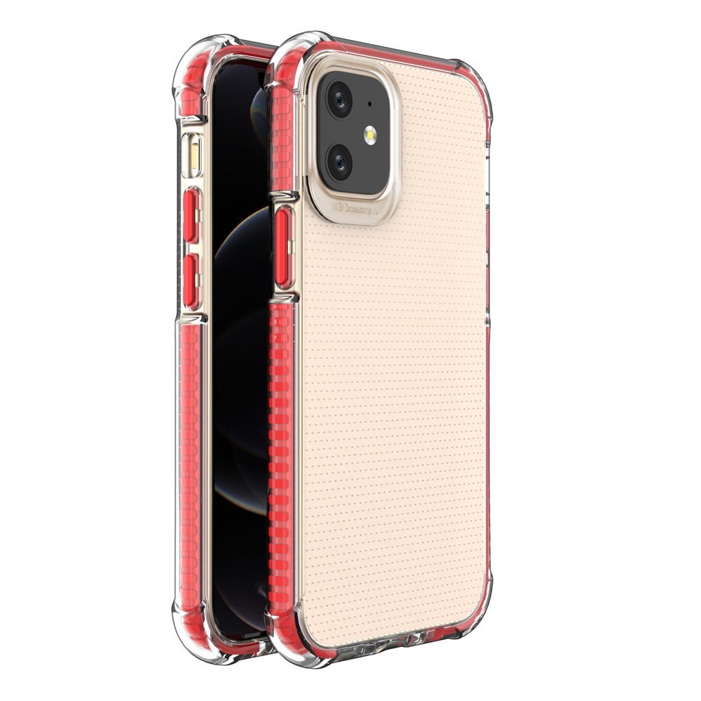 Capa protetora resistente em gel TPU transparente Spring Armor com moldura colorida para iPhone 12 mini vermelho