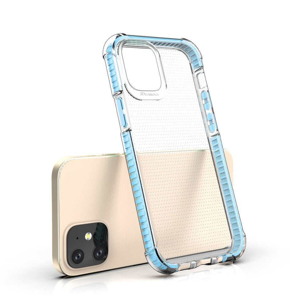 Capa protetora resistente em gel TPU transparente Spring Armor com moldura colorida para iPhone 12 mini vermelho