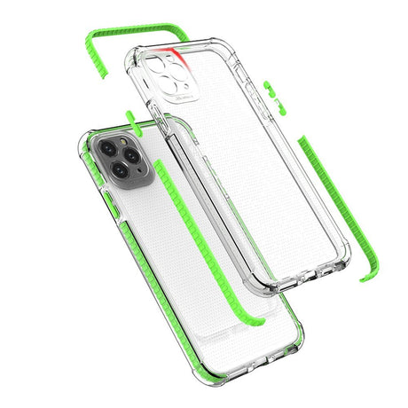 Capa protetora resistente em gel TPU transparente Spring Armor com moldura colorida para iPhone 11 Pro Max vermelho