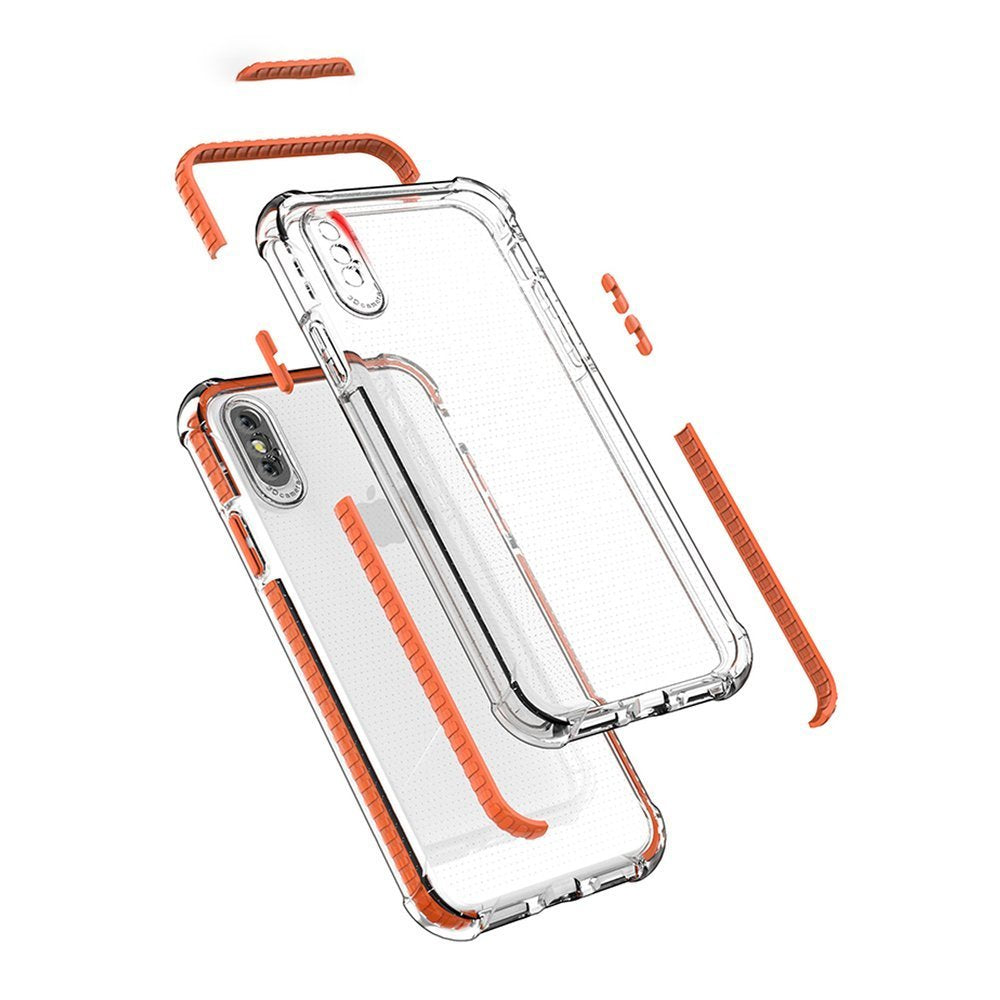 Capa protetora resistente em gel TPU transparente Spring Armor com moldura colorida para iPhone XS  -  iPhone X rosa