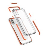 Capa protetora resistente em gel TPU transparente Spring Armor com moldura colorida para iPhone XS  -  iPhone X rosa