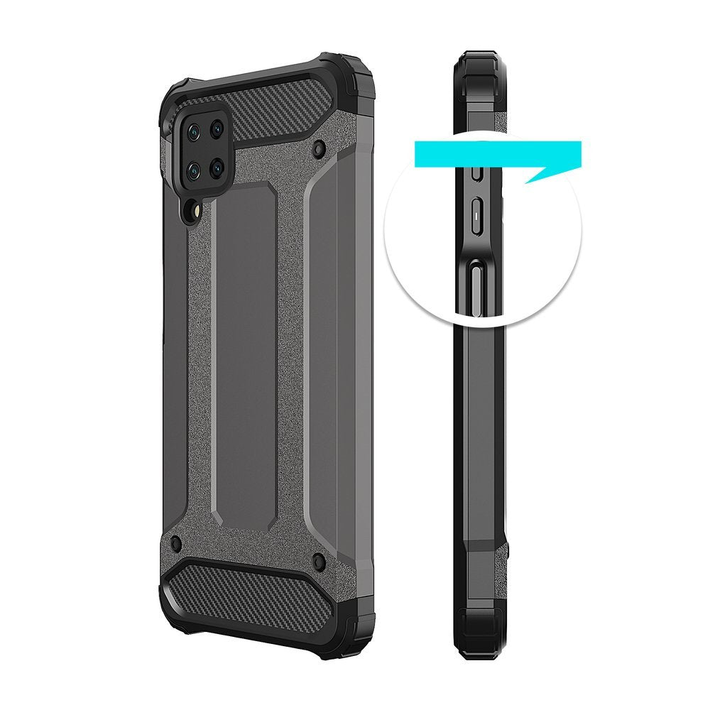 Capa Hybrid Armor Capa resistente e resistente para Samsung Galaxy A12  -  Galaxy M12 prata