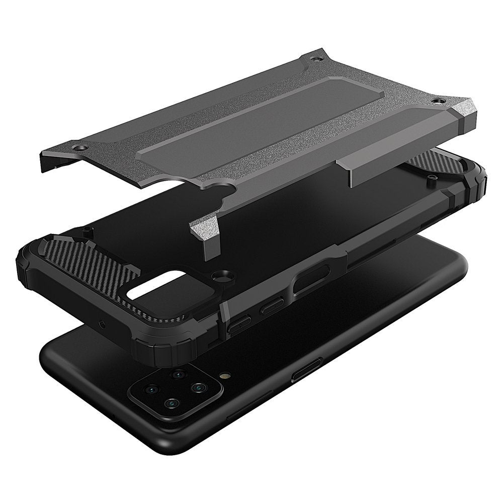 Capa Hybrid Armor Capa resistente e resistente para Samsung Galaxy A12  -  Galaxy M12 prata