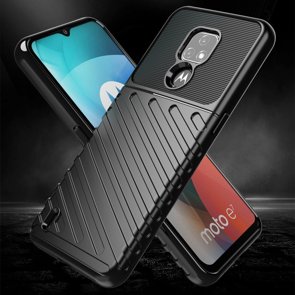 Capa Thunder Capa flexível resistente resistente em TPU para Motorola Moto E7 preta