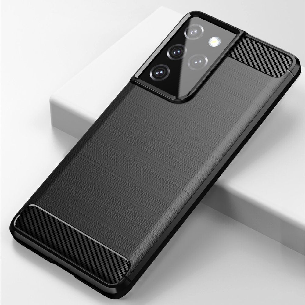 Capa carbono Capa flexível de TPU para Samsung Galaxy S21 Ultra 5G preta