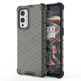 Capa de armadura case em favo de mel com pára-choque de TPU para OnePlus 9 preto