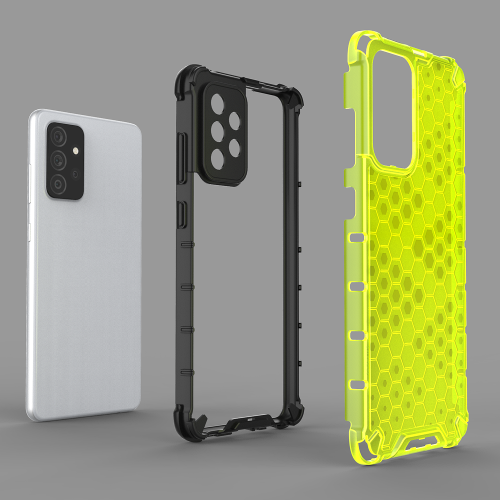 Capa de armadura de favo de mel com pára-choque de TPU para Samsung Galaxy A72 4G preto