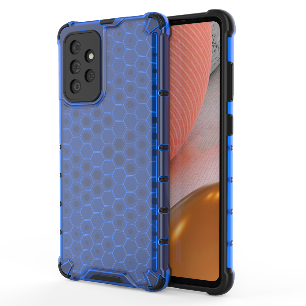 Capa de armadura de favo de mel com pára-choque de TPU para Samsung Galaxy A72 4G azul