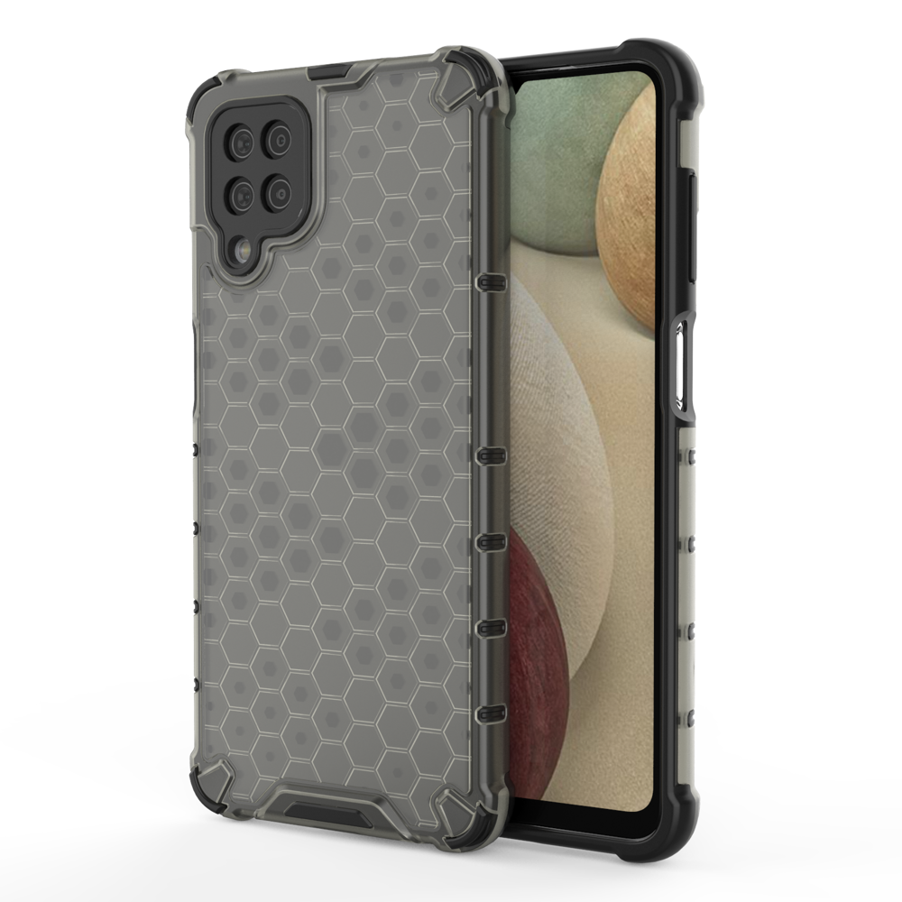 Capa de armadura de favo de mel com pára-choque de TPU para Samsung Galaxy A12  -  Galaxy M12 preto