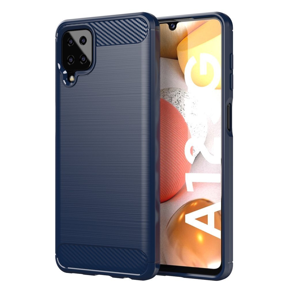 Capa carbono Capa flexível de TPU para Samsung Galaxy A12  -  Galaxy M12 azul