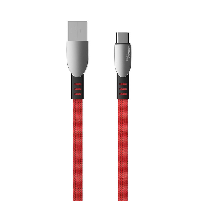Dudao USB - USB Tipo-C Tecido de liga de zinco trançado 5 A 1 m cabo usb vermelho (L3PROT vermelho)