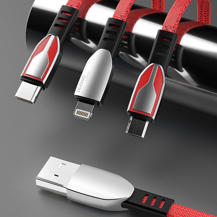Dudao USB - USB Tipo-C Tecido de liga de zinco trançado 5 A 1 m cabo usb vermelho (L3PROT vermelho)