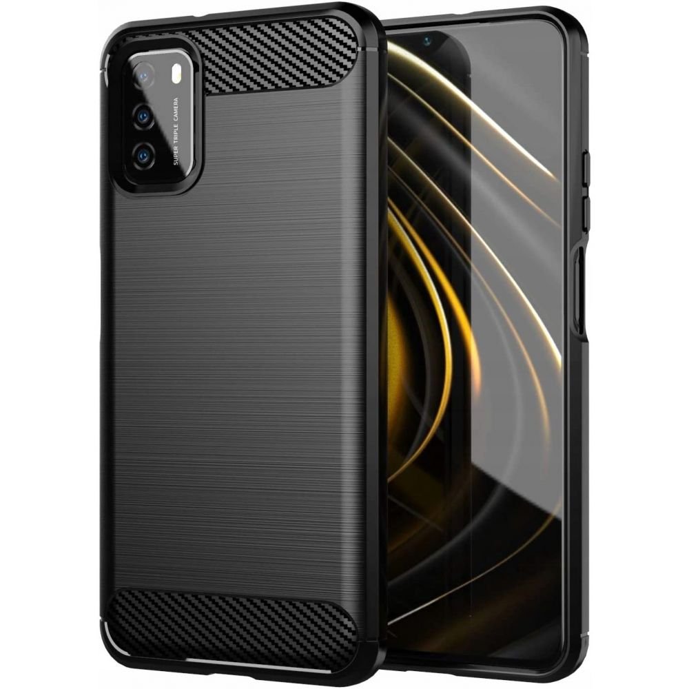 Capa carbono Capa flexível de TPU para Xiaomi Poco M3 preta