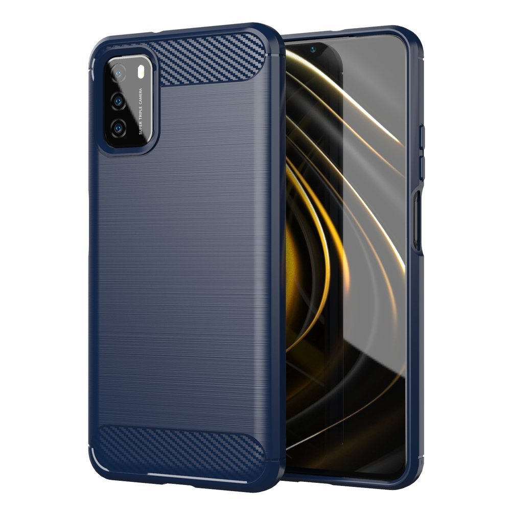 Capa carbono Capa flexível em TPU para Xiaomi Poco M3  -  Xiaomi Redmi 9T azul