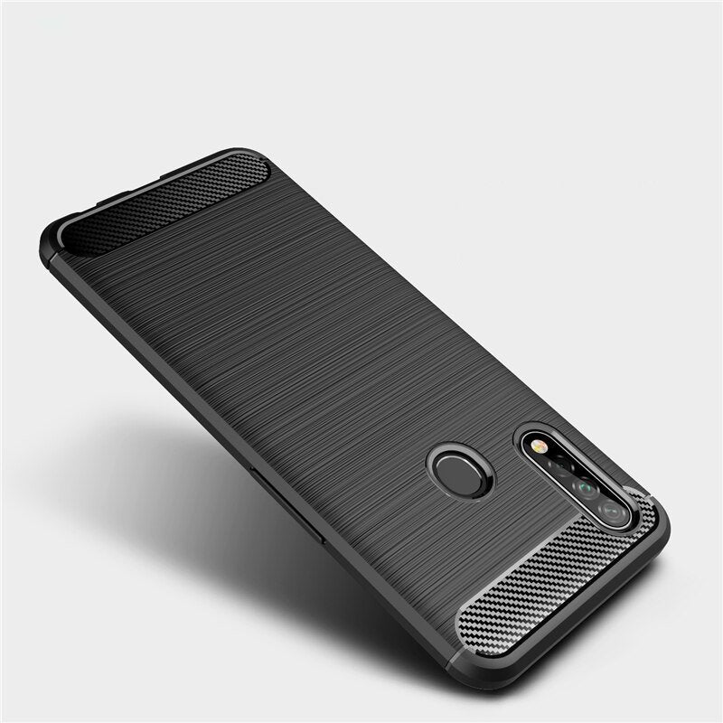 Capa carbono Capa flexível TPU para Oppo A31 preta