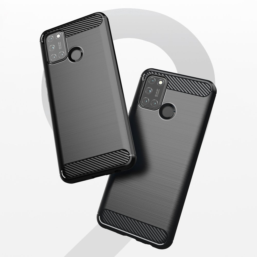Capa carbono Capa Flexível de TPU para Realme C21 preta