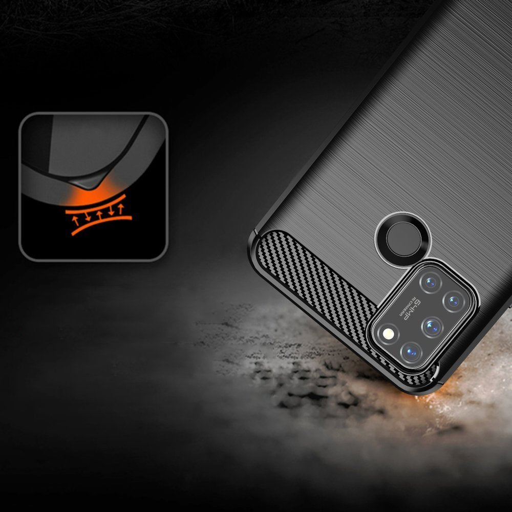 Capa carbono Capa Flexível de TPU para Realme C21 preta