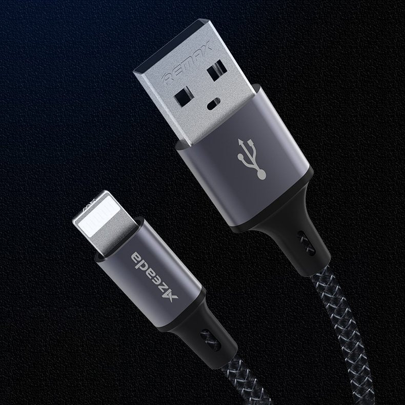 Cabo de dados USB de carregamento rápido da série Proda Azeada - Lightning 3A cinza 1m (PD-B52i)