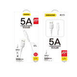 Cabo USB durável Dudao  -  micro USB 5 A 1 m branco (L7S branco)