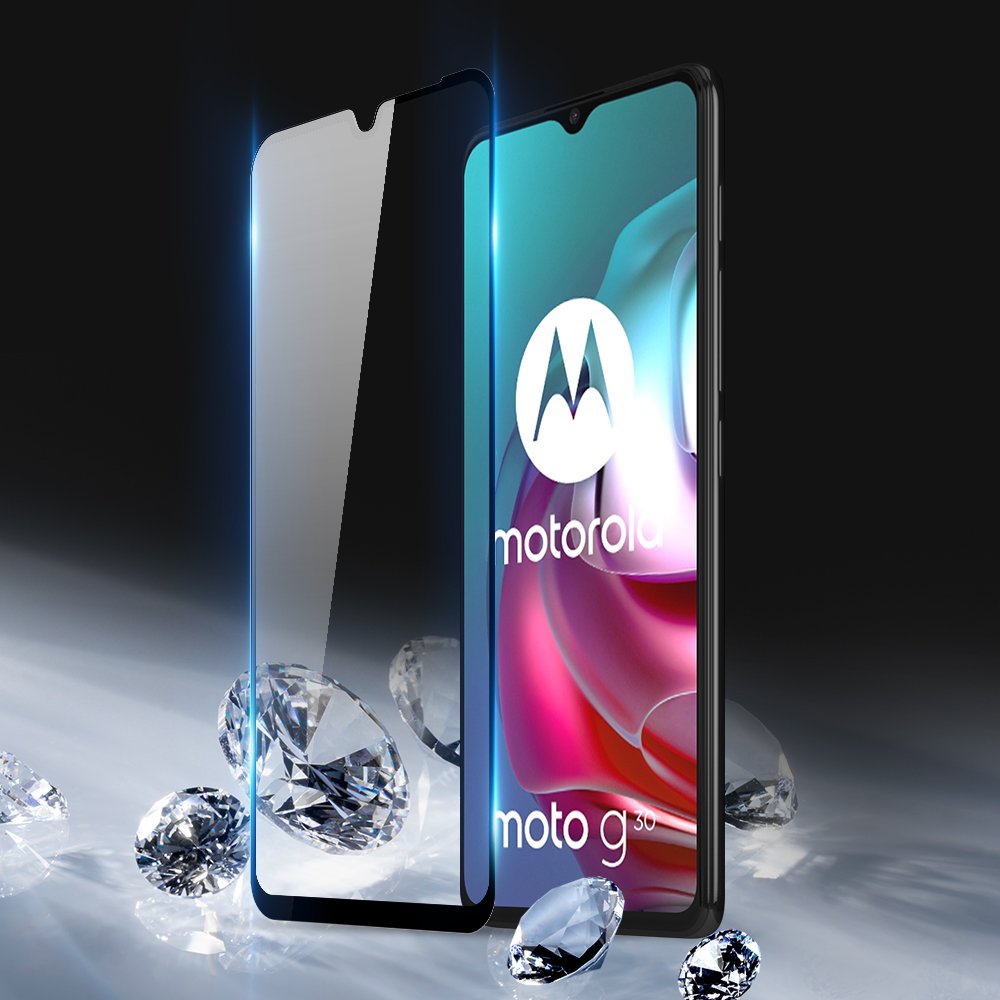 Protetor de tela resistente de vidro temperado 9D Dux Ducis 9D totalmente coberto com armação para Motorola Moto G10  -  Moto G20  -  Moto G30 preto (case amigável)