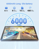 BENEVE Tablet 10 polegadas Android 11 6GB RAM 128 GB ROM IPS HD Display Quad-Core 1,8 GHz 5 MP+8 MP Bluetooth 6000 mAh