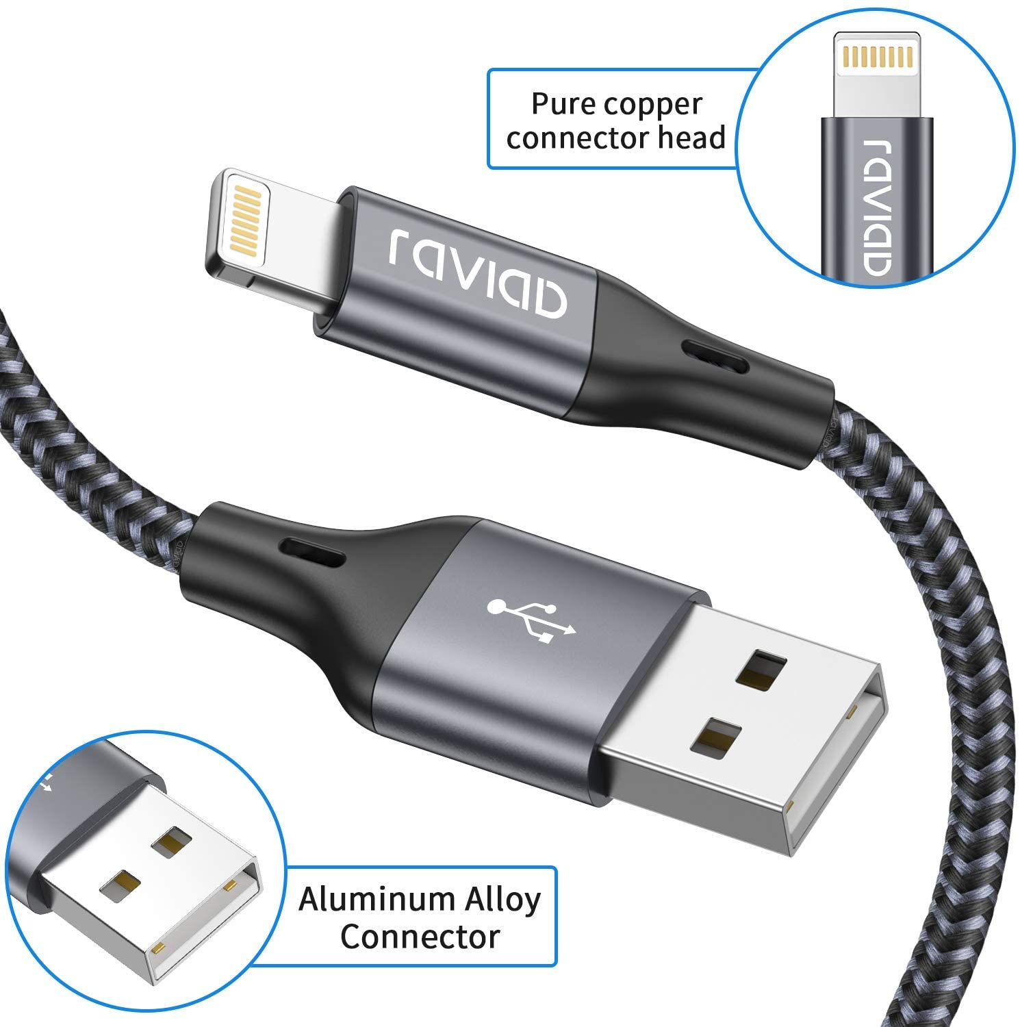 Cabo Lightning para USB Resistente Revestido de Nylon (1,2m) Dados e Carregamento