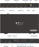 Portta 4 em 2 SPDIF/Toslink Digital Optical Matrix 4x2 Audio Switch Splitter Matrix com Comando IR