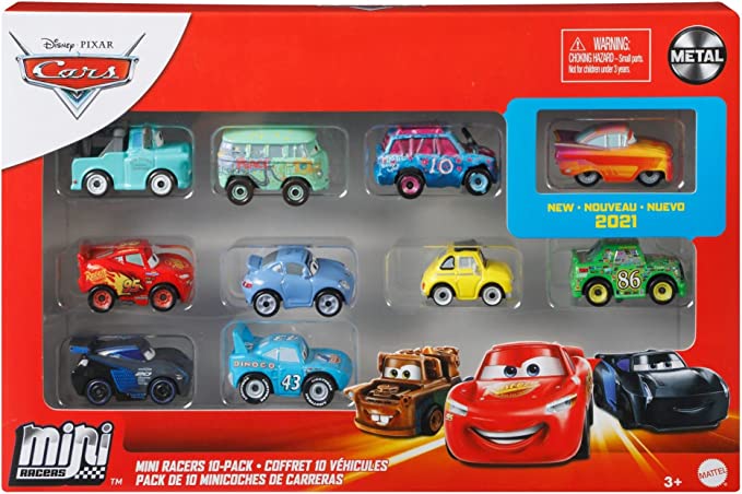 Mattel PacK de 10 veículos Mini Racers - Disney Mcqueen