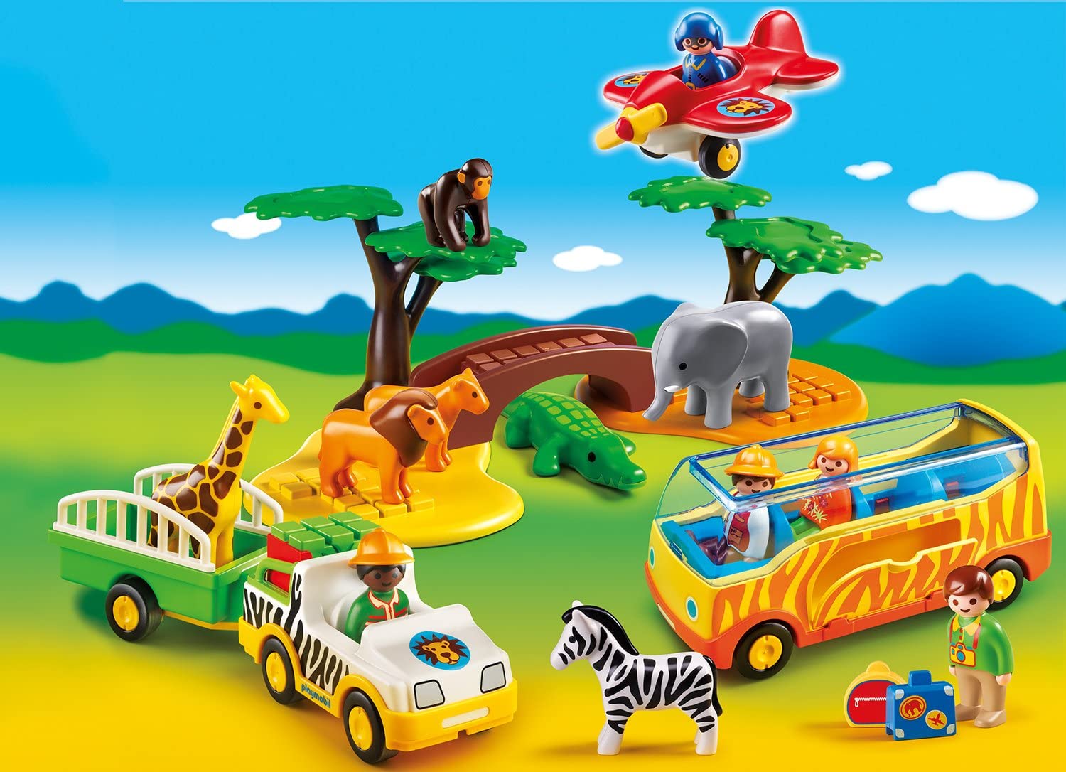 Playmobil 1.2.3 - Animais da Savana com Guarda e Turistas - 5047