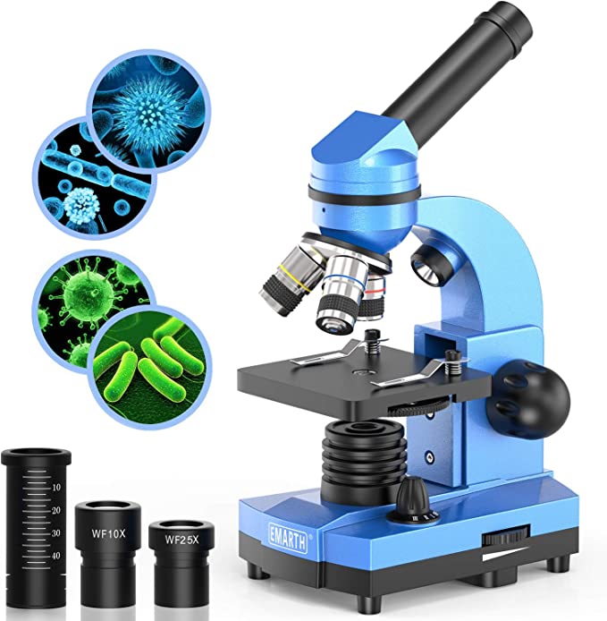 Microscópio de Ciências 40X- 1000X + Kit 52 peças