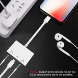 Adaptador Lightning 3 em 1 (2 saídas jack 3,5mm mais 1 saída Lightning) iPhone/iPad