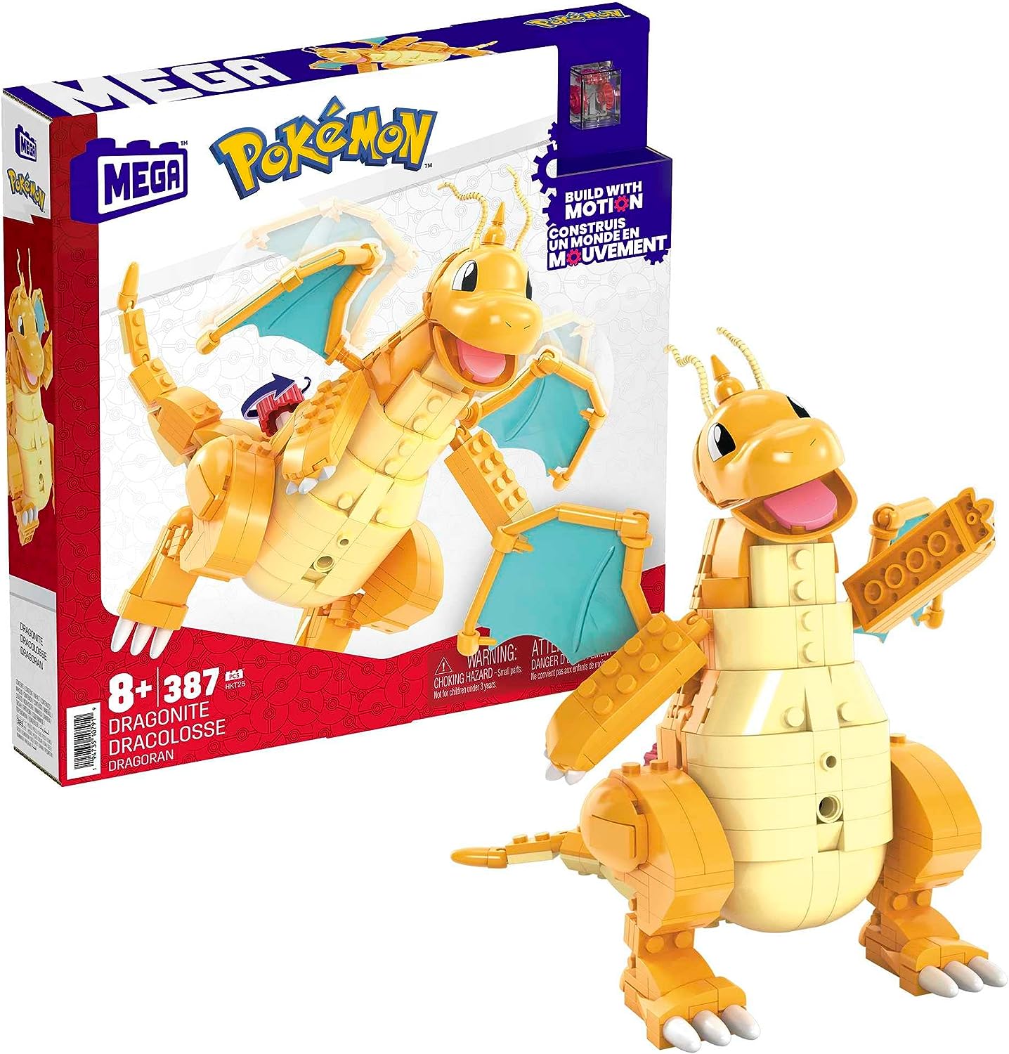 MEGA Pokemon Dragonite Figura com Movimento Conjunto de Construção (388 pc)