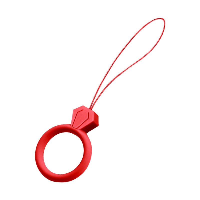 Cordão de silicone para o pingente de anel de diamante do telefone para um dedo vermelho