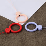 Cordão de silicone para o pingente de anel de diamante do telefone para um dedo vermelho