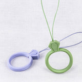 Cordão de silicone para o pingente de anel de diamante do telefone para um dedo vermelho