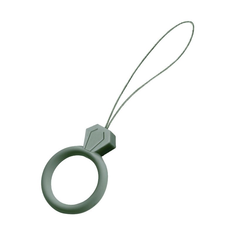 Cordão de silicone para o pingente de anel de diamante do telefone para um dedo verde
