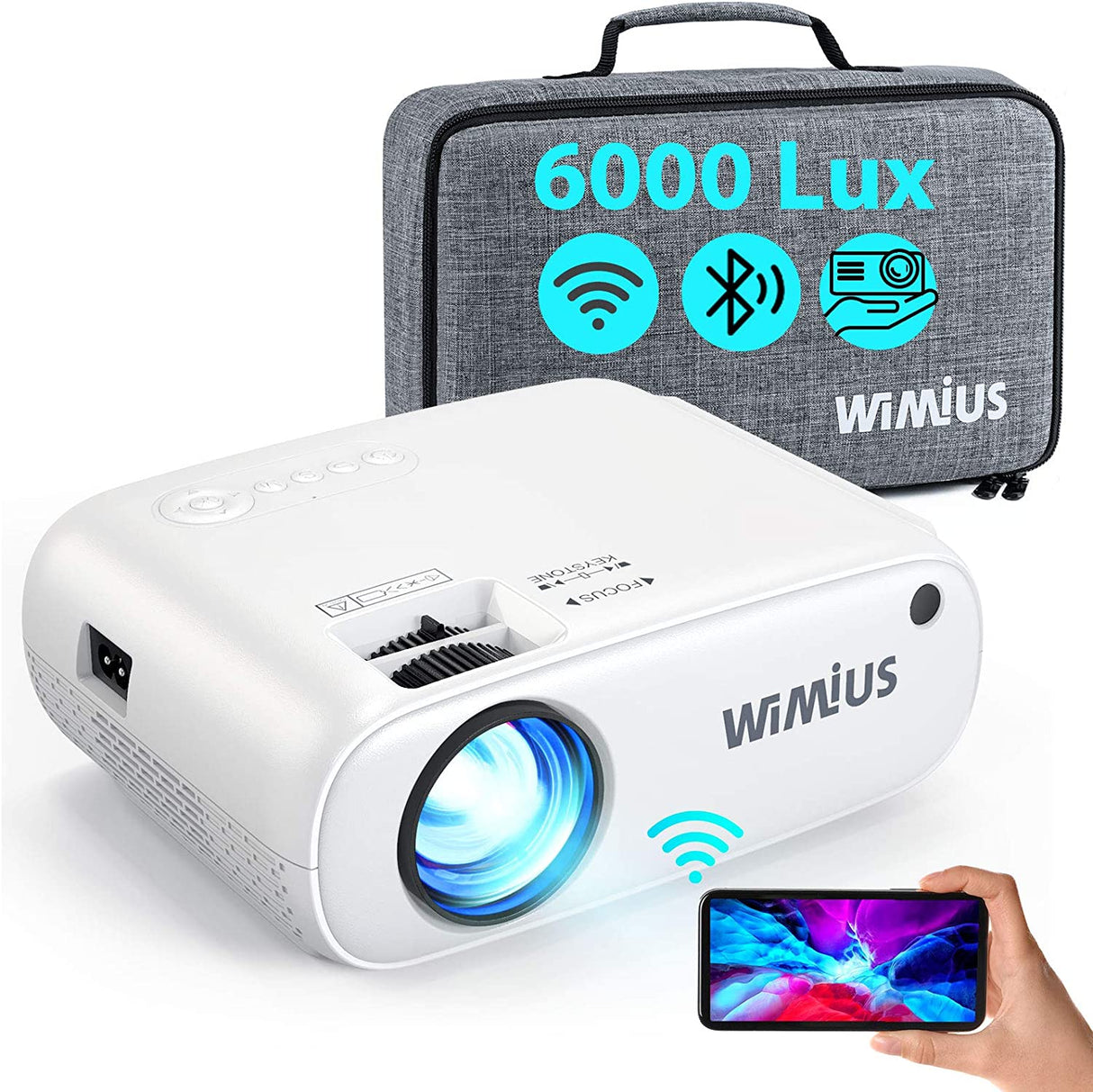 Mini Projetor WiMiUS - Wifi 1080P 6000 Lumens