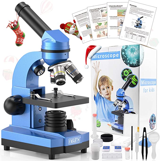 Microscópio de Ciências 40X- 1000X + Kit 52 peças
