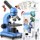 Microscópio de Ciências 40X- 1000X + Kit 52 peças