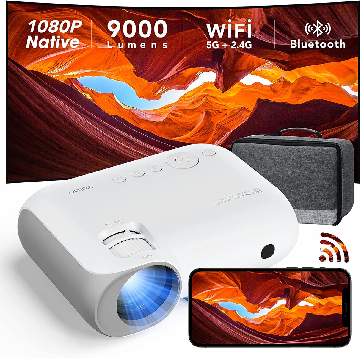 Projetor Wi-Fi 1080p Full HD 9000 Lúmens Contraste 9000:1