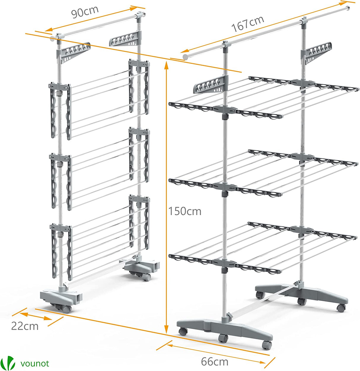 Estendal de Roupa Vertical Extensível e Ajustável –