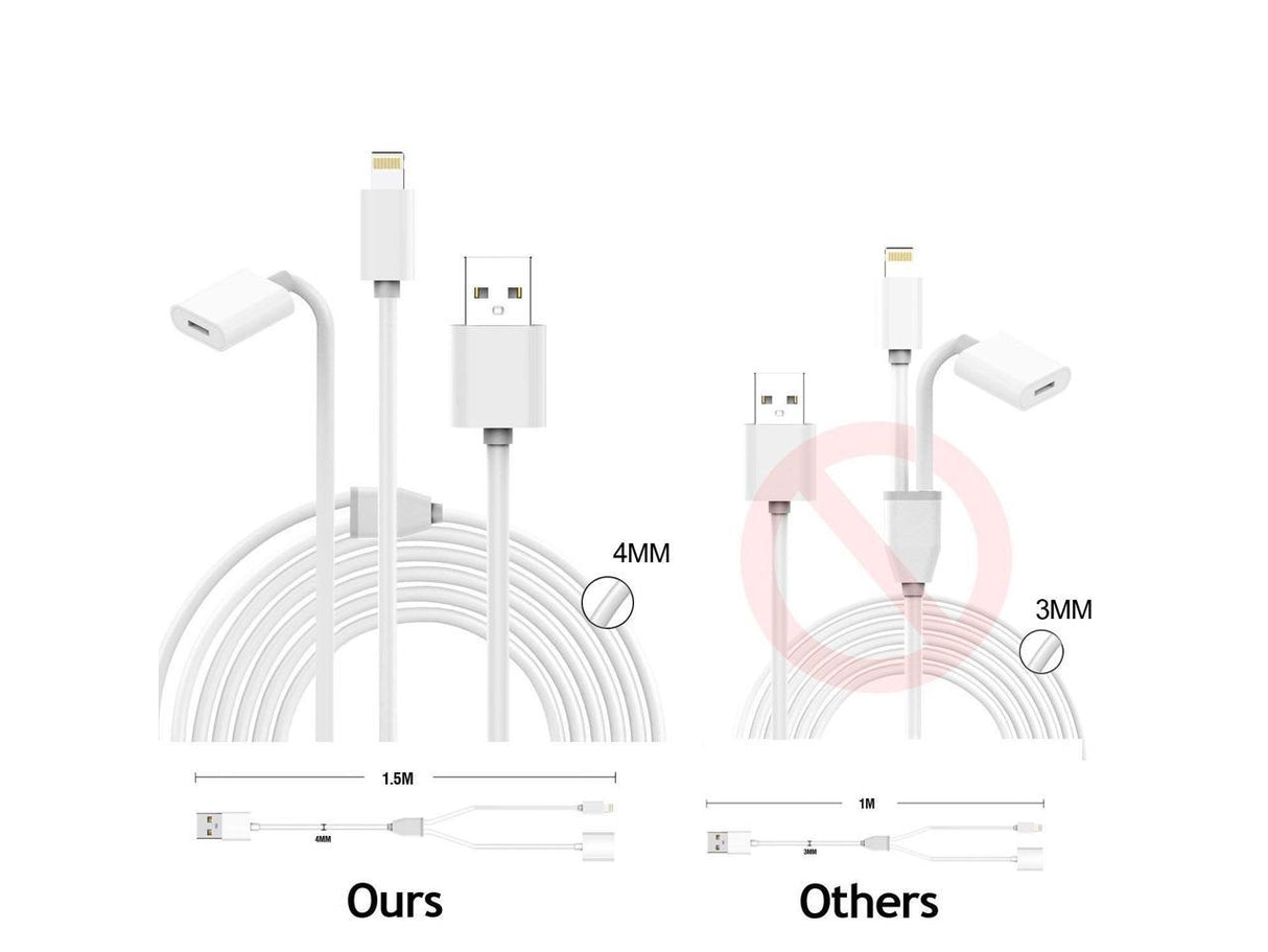 Cabo Lightning 2 em 1 Macho/Fêmea para USB 1M Dados e Carregamento Apple Pencil/iPhone/iPad
