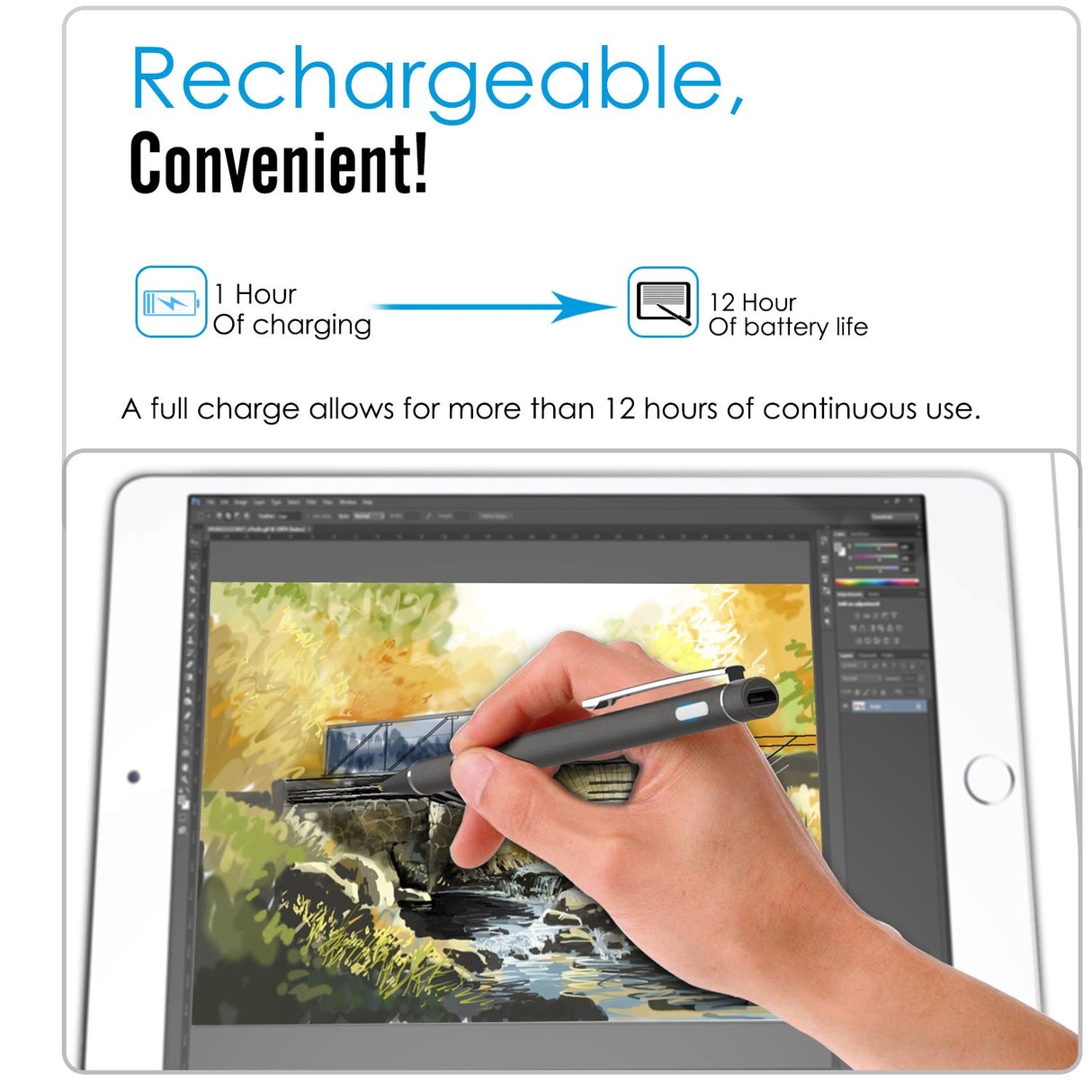 Active Stylus Pen Caneta Capacitiva Universal de Alta Precisão para Ecrãs - iOS / Android / Windows - Microsoft iPad iPhone Samsung Asus... - Multi4you®