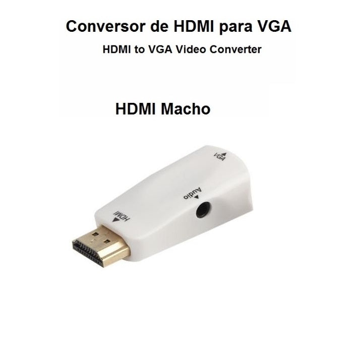 Adaptador Conversor HDMI para VGA com Áudio (Branco) - Multi4you®