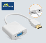 Adaptador Conversor HDMI para VGA com Áudio e Alimentação (Branco) - Multi4you®
