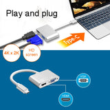 Adaptador Converter USB-C para HDMI + VGA 2k/4k - Multi4you®