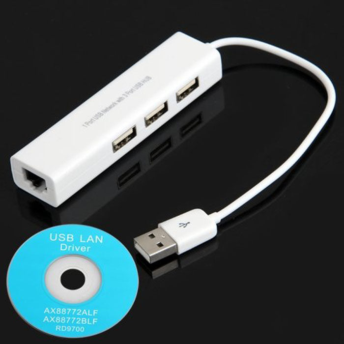 Adaptador USB para Ethernet RJ45 / HUB 3 portas USB - Multi4you®
