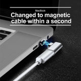 Baseus Adaptador Magnético USB-C 90° para Carregamento Apple MacBook / Samsung / Huawei