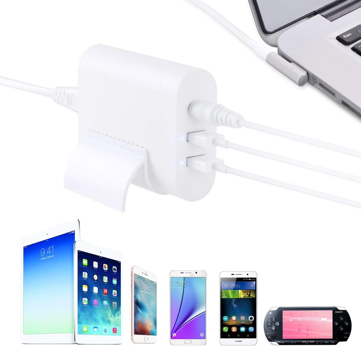 Adaptador de Corrente 85W para Apple Magsafe 2 Tipo T 16.5V-3.65A + 2 USB 5V-2.1A - Multi4you®