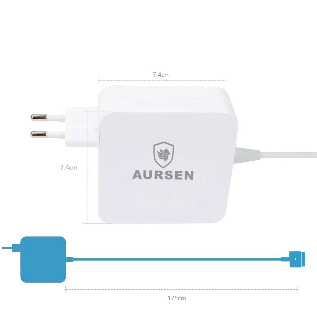 Aursen Carregador para Apple MacBook Tipo T MagSafe 2 Power Adapter (60W) A1435/A1465/A1502